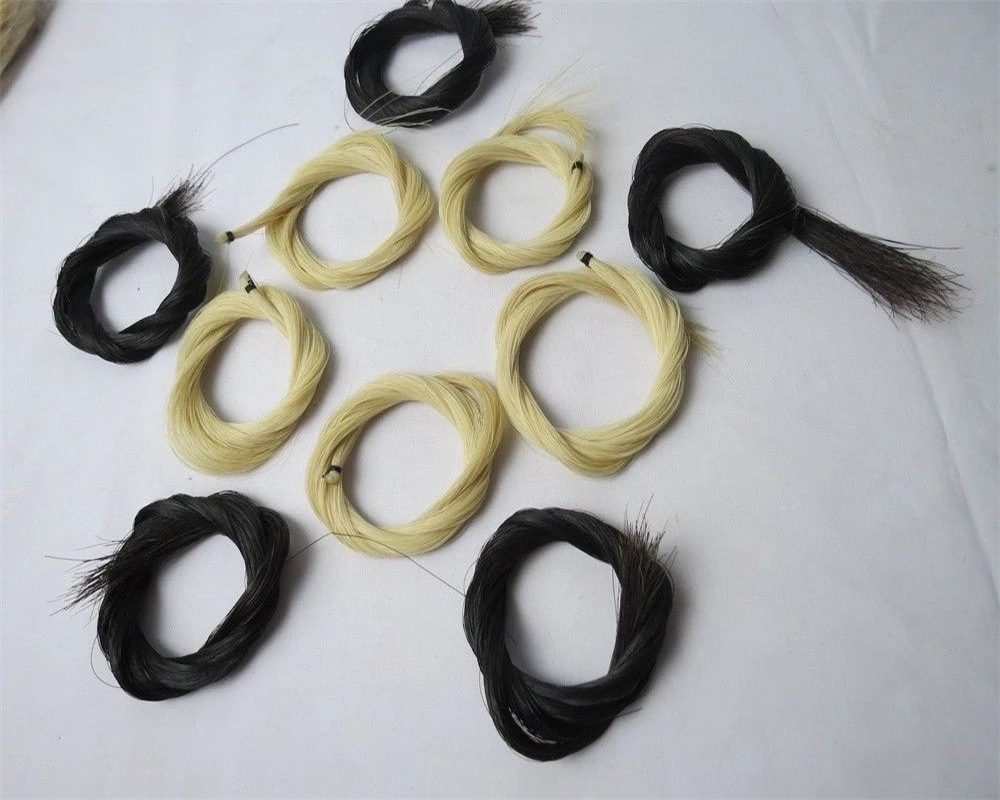 

10 hanks Violin bow hair(6 grams/hank), 5 white & 5 hank black hair