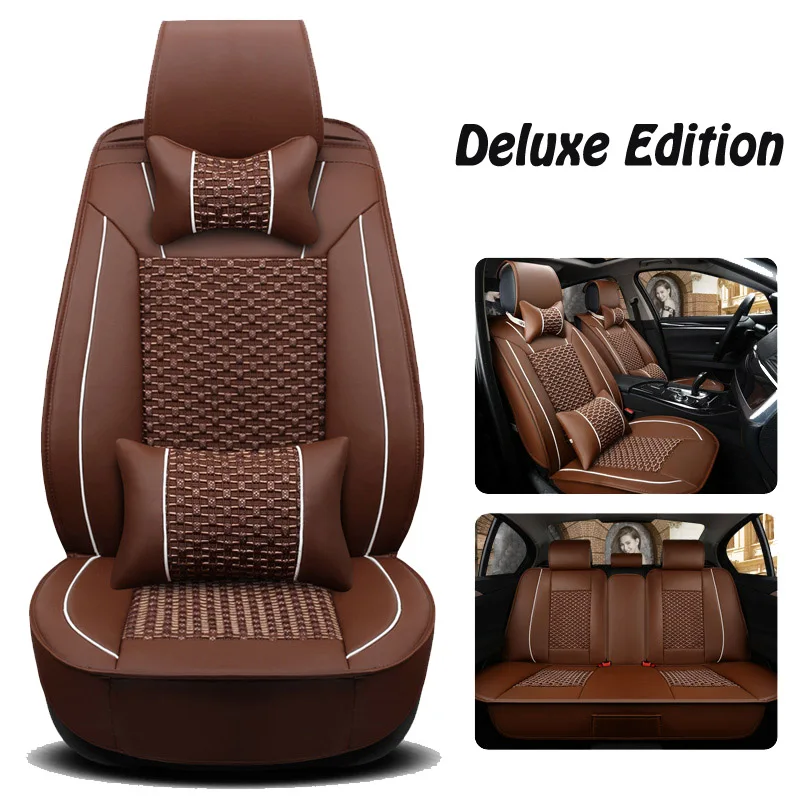 Brown luxury Высокое качество Мягкие(кожа+ шелк) автомобильные чехлы для benz mercedes w203 w204 w211 ML300 автомобильные аксессуары-Стайлинг Авто протектор - Название цвета: Brown luxury