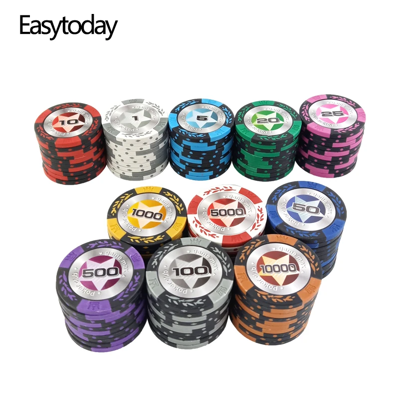 Easytoday 25 шт./компл. высококлассные покерные чипсы набор глины встроенный Железный