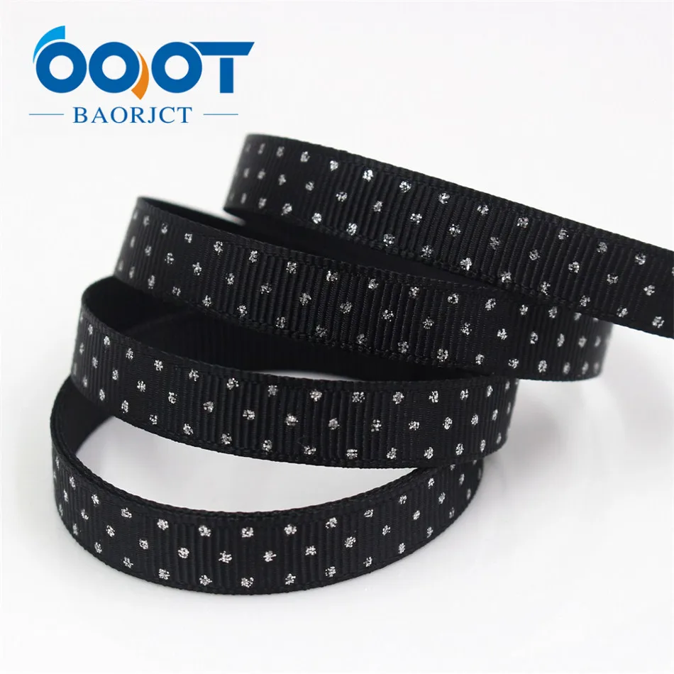G-18813-927 OOOT BAORJCT G-18813-920, 10 мм, 10 ярдов, Блестящая серебряная циркулярная лента в горошек с принтом в виде корсажной ленты, сделай сам, головной убор, Свадебная подарочная упаковка - Цвет: G-18813-927