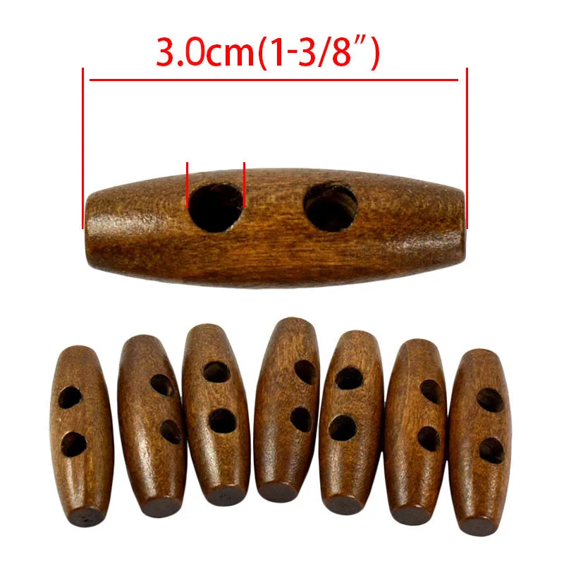 

50Pcs Natural Horn Shape 2 Hole Scrapbooking Sewing Toggle Wood Buttons Brown Olive Buckle 300mm Clothing & Sewing Accessories