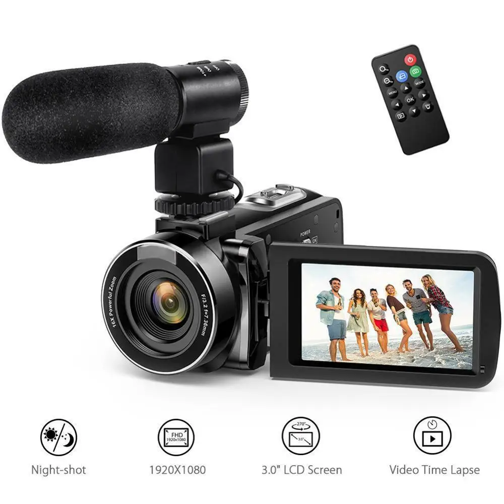 HD 1080P lcd сенсорный экран видеокамера 16X зум ночного видения 24MP цифровой пульт для видеокамеры управление широкоугольный объектив/микрофон камера s