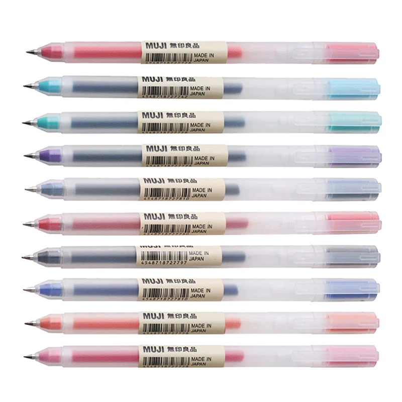 Многоцветная гелевая ручка MUJI, набор, 0,38 мм, 0,5 мм, цвета, гладкие ручки для рисования чернилами, школьные принадлежности, милые пули, дневник, стационарный, Papeleria
