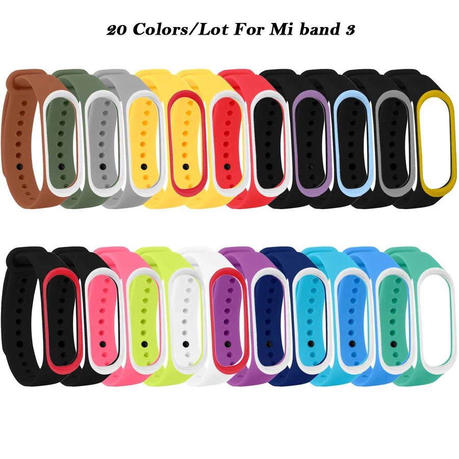 20 шт./лот, ТПУ браслет на запястье для mi Band 4, силиконовый спортивный цветной ремешок, браслет, аксессуары для Xiaomi mi Band 3, умный Браслет - Цвет ремешка: 20colors
