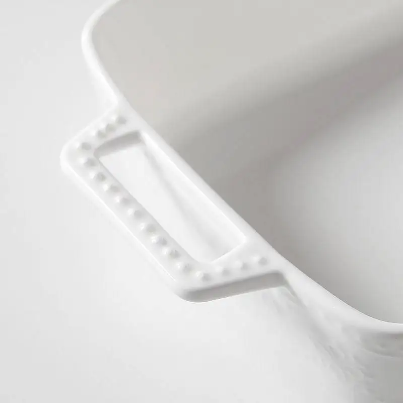 Baking tray baking bowl ceramic dish oven double ears square roast cheese Western food plat | Дом и сад