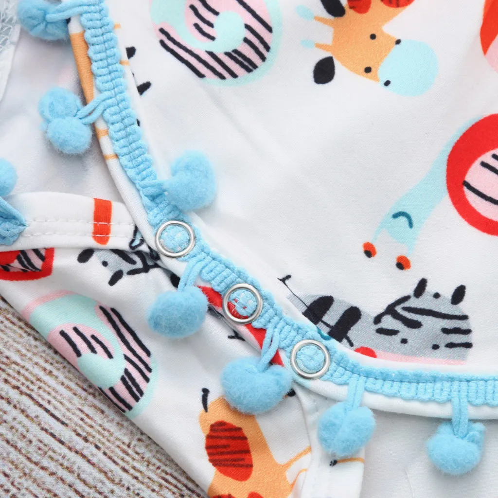 Newborn Baby Girl Romper Summer Clothes Flower Cartoon Print Tassel Jumpsuit Playsuit Sunsuit Costumes Outfits | Детская одежда и