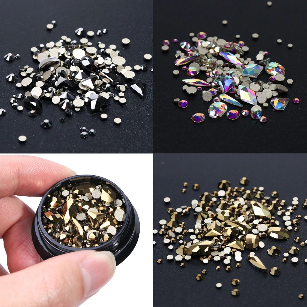 1 Bottle Irregular Flatback Diamond Nail Rhinestones 3D Art Decorations Mixed Sizes Shiny Gems Manicure Accessories SA768 | Красота и