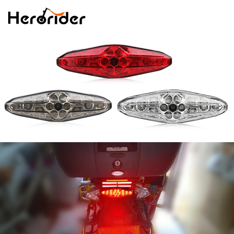 

1Pcs Universal Motorcycle 15 LED Brake Turn Signals Tail Lights 12V Portable Integrated ATV Dirt Bike Motorbike Rear Light