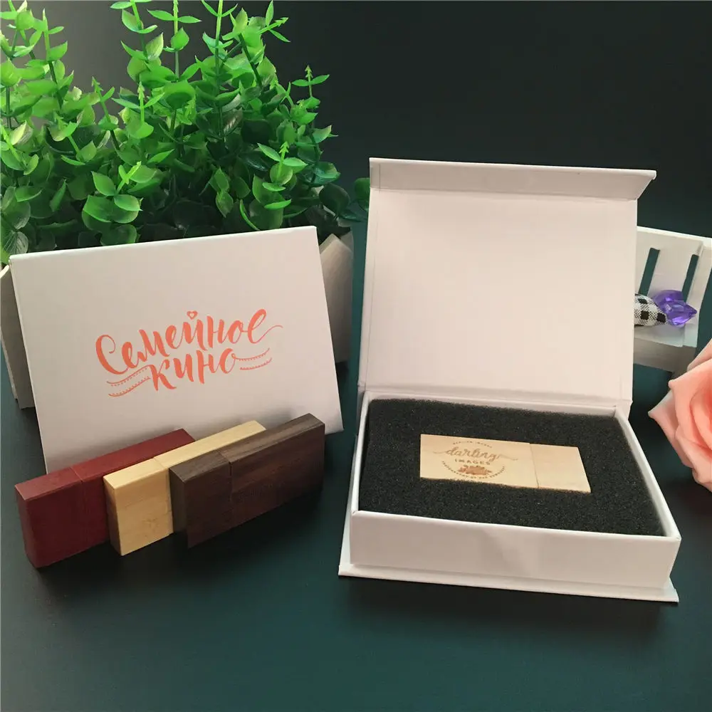 Логотип печати на заказ для белой коробки гравировка логотипа деревянной usb 3 0