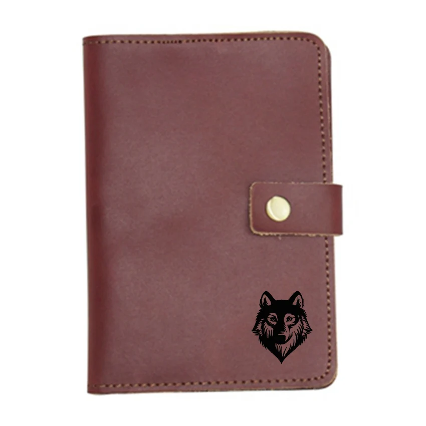 Новинка бумажники для паспорта с гравировкой головы волка чехол на застежке