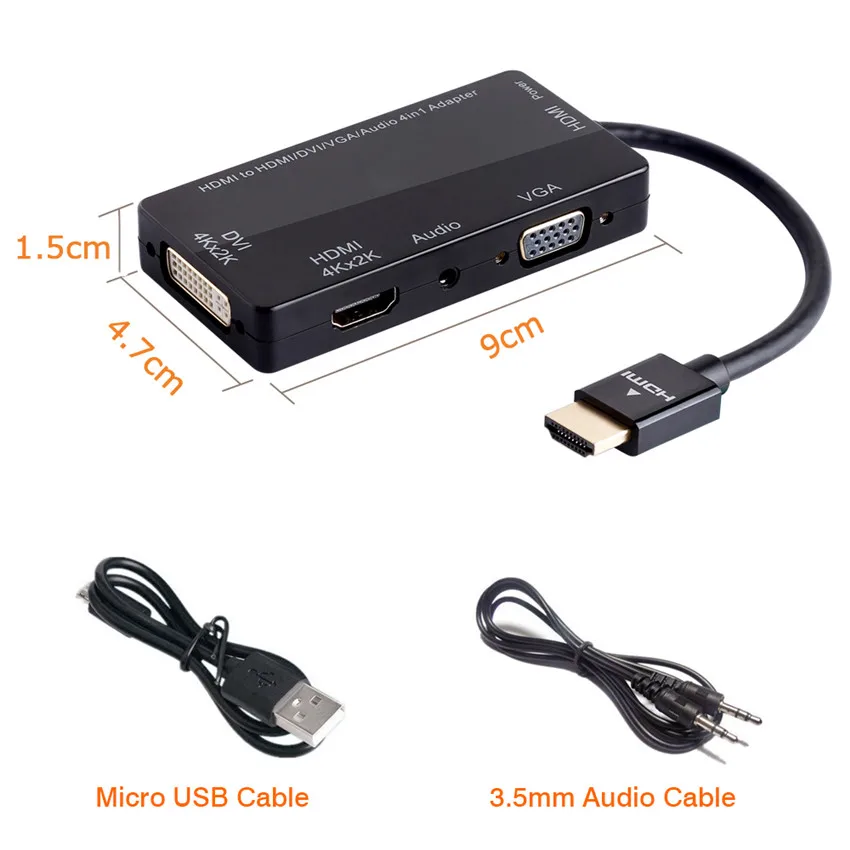Конвертер HDMI в VGA DVI 4K многопортовый адаптер для PS4 компьютера HDTV 4 1 видео аудио