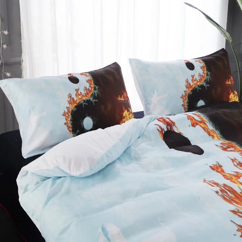 3D fire Water Eight Diagrams Print Boys Duvet Cover water Tai Chi Kung Fu Design Chinese Element Bedding 3pc | Дом и сад