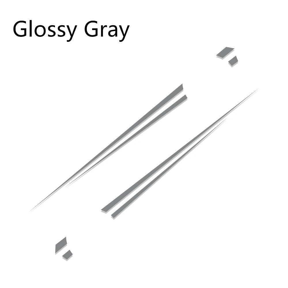 Glossy Gray 2 шт., автомобильные наклейки, длинные боковые полосы, Авто Виниловая обертка, сделай сам, декоративные наклейки, автомобильные гоночные, спортивные, стильные, автомобильные тюнинговые аксессуары - Название цвета: Glossy Gray