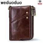 Мужской бумажник Weduoduo из натуральной кожи, винтажный складной кошелек тройного сложения, кошелек на молнии с карманом для монет, бумажник из воловьей кожи для мужчин s, 100%