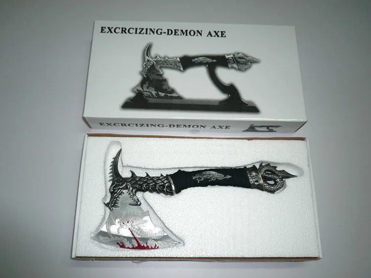 S0140 EXORCISING FIRE FLYING DRAGON AXE AX черная кожаная ручка с подставкой 14&quot|handle leather|handle axehandle