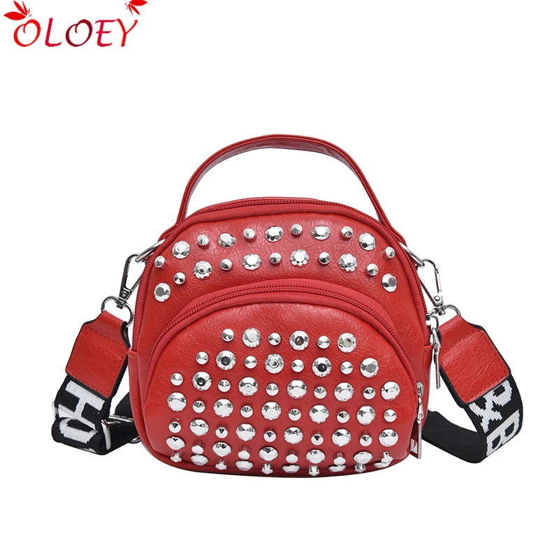 Сумки для женщин 2019 новая кожаная сумка на плечо мини женская модная с заклепками