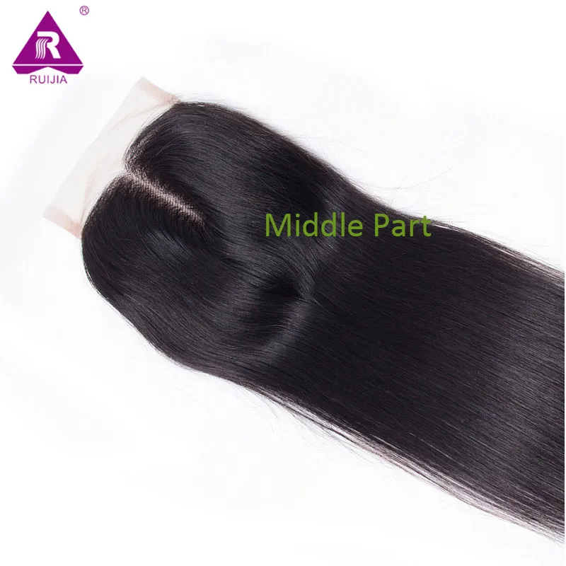Малайзии Lace Closure Прямые Волосы Weave Бесплатный Средний 3 Часть 4*4 Закрытие