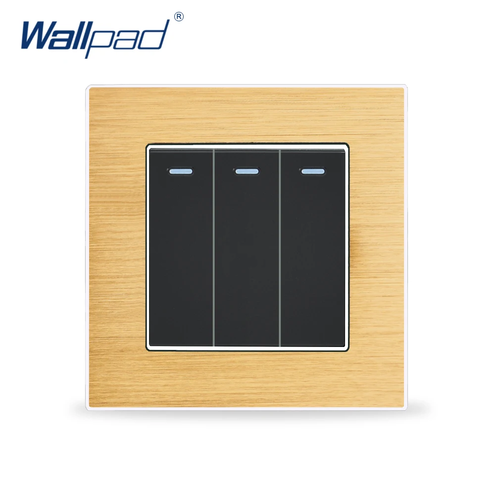 3 банды моментальный контакт переключатель сброс Настенные переключатели Wallpad роскошный настенный выключатель света гладкая металлическая панель