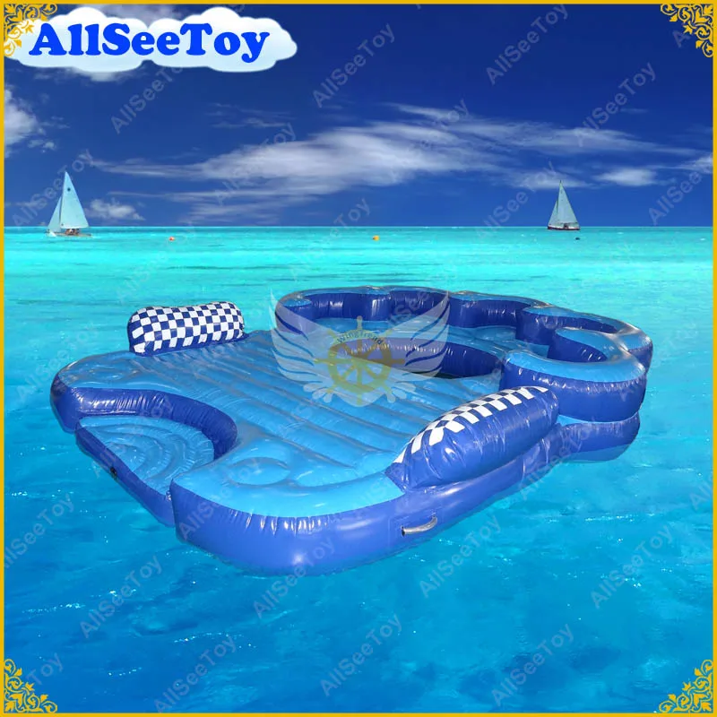 Красивый летний 4 х местный надувной плавающий остров с бассейном и большим