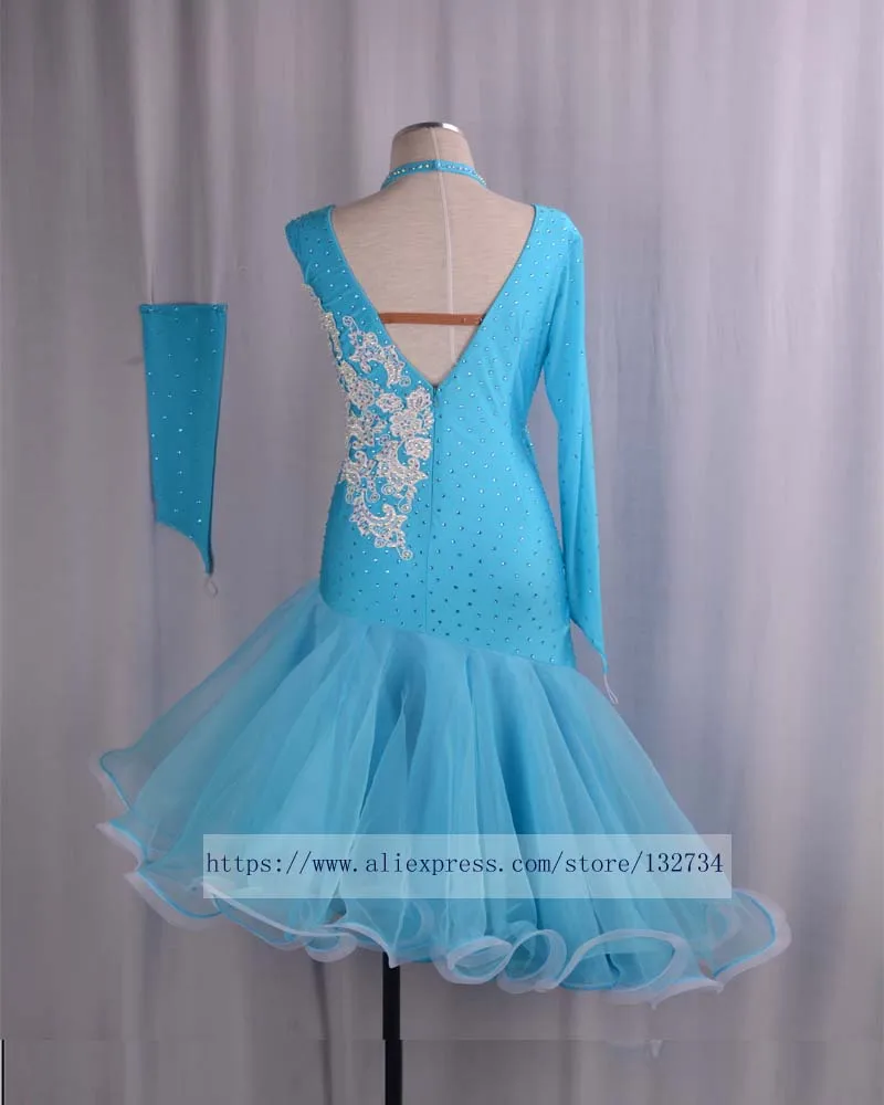 

Sexy Latin Dance Dress Women Girls Polyester Flamengo Salsa Samba Tango Ballroom Competition Costume Lady Dance Top