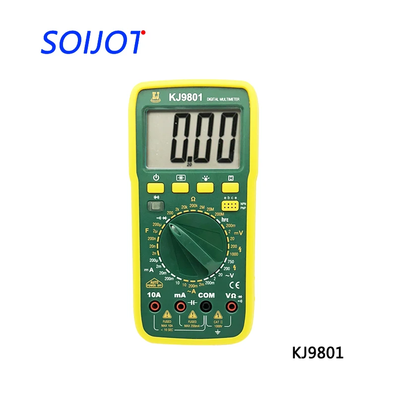 SOIJOT KJ9801 AC DC LCD дисплей Professional электрический ручной тестер Цифровой мультиметр