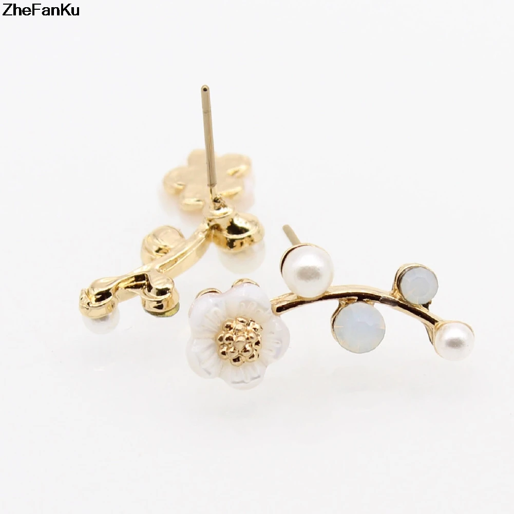 Серьги гвоздики с искусственным жемчугом и цветами|flower stud earrings|fashion earringsstud earrings |