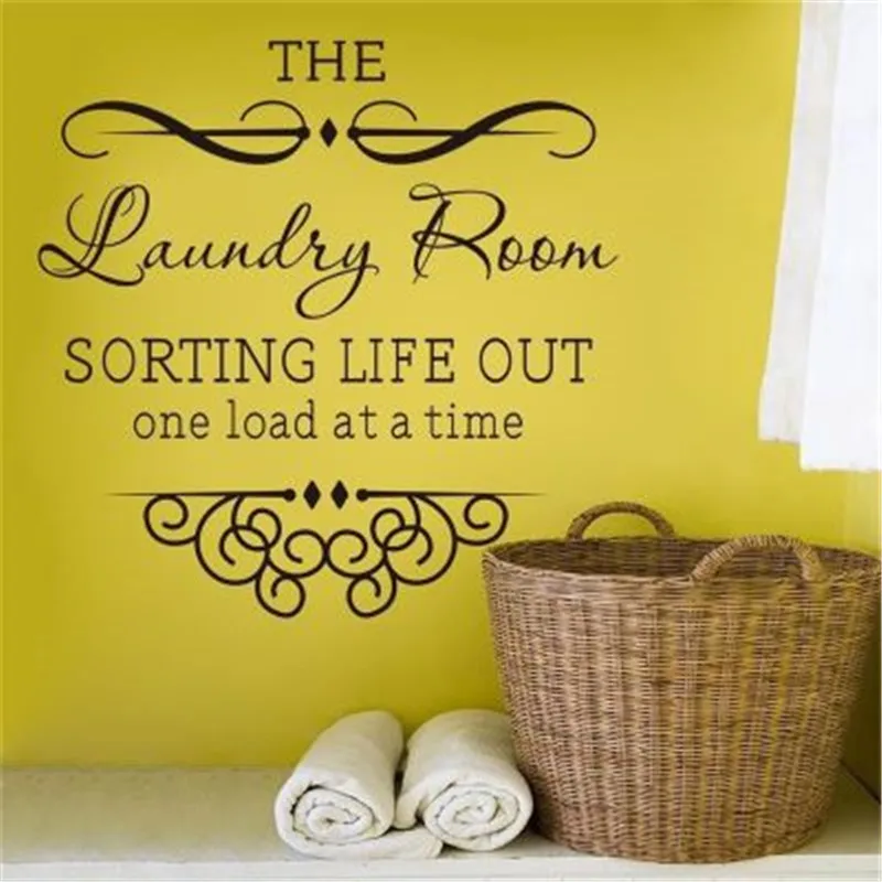 Laundry Room Винил Котировки стены Стикеры Прачечная признаки Туалет наклейки Home Decor