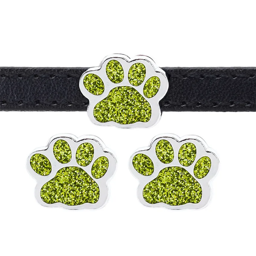 10Pcs/Lot 8mm Slide Charms Bracelets Jewelry Making Bling Enamel Cat Dog Bear Paw Footprint Fit Pet Collar Wristbands Belts | Украшения и