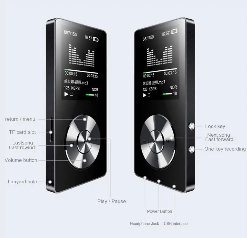 Высокое качество металлический MP3 плеер без потерь HiFi TF8G музыкальный видео плеер со звуком динамик электронная книга FM радио часы