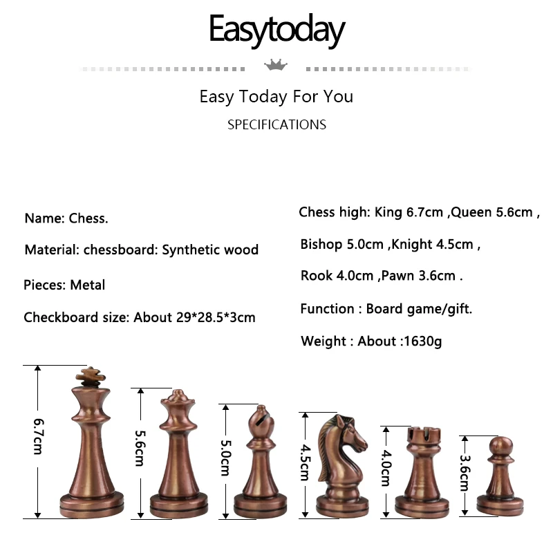 Easytoday складные шахматы Синтетическая кожа шахматная доска твердая древесина