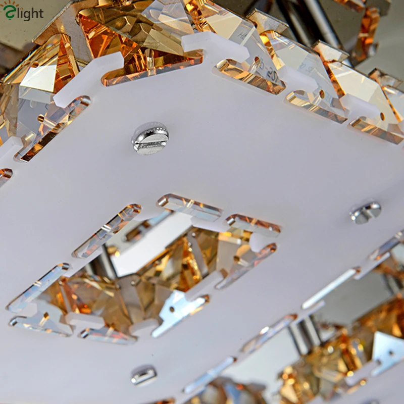 Современная роскошная хромированная зеркальная стальная люстра с регулируемой яркостью светодиодная