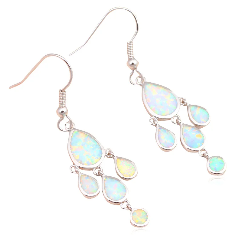 Привлекательные Высокое качество Белый огненный опал Серебро штампованные