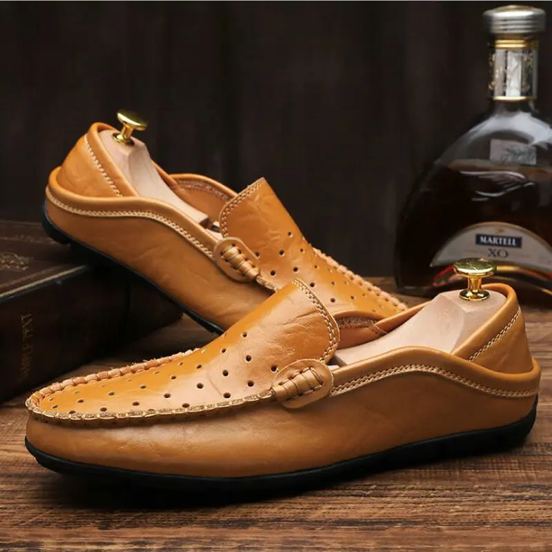 Мужская обувь без застежки Zapatos Hombre кожаная удобная повседневная на плоской