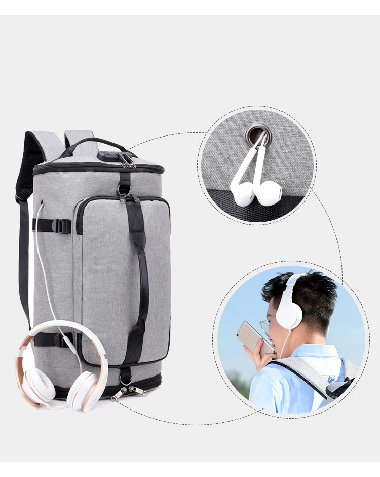 35L Мужская многофункциональная дорожная сумка, сумка для багажа, мужская дорожная сумка, большая вместительность, черный, серый Рюкзак, Брезентовая повседневная спортивная сумка