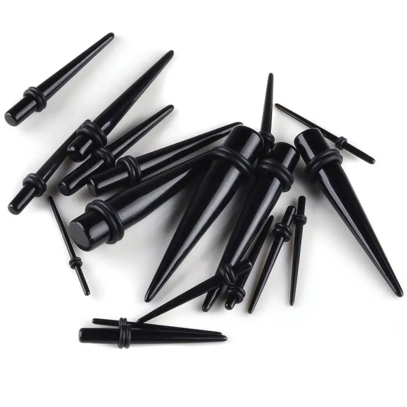 18 шт./лот черный конусности носилки для уха расширитель набор акриловых беруши и