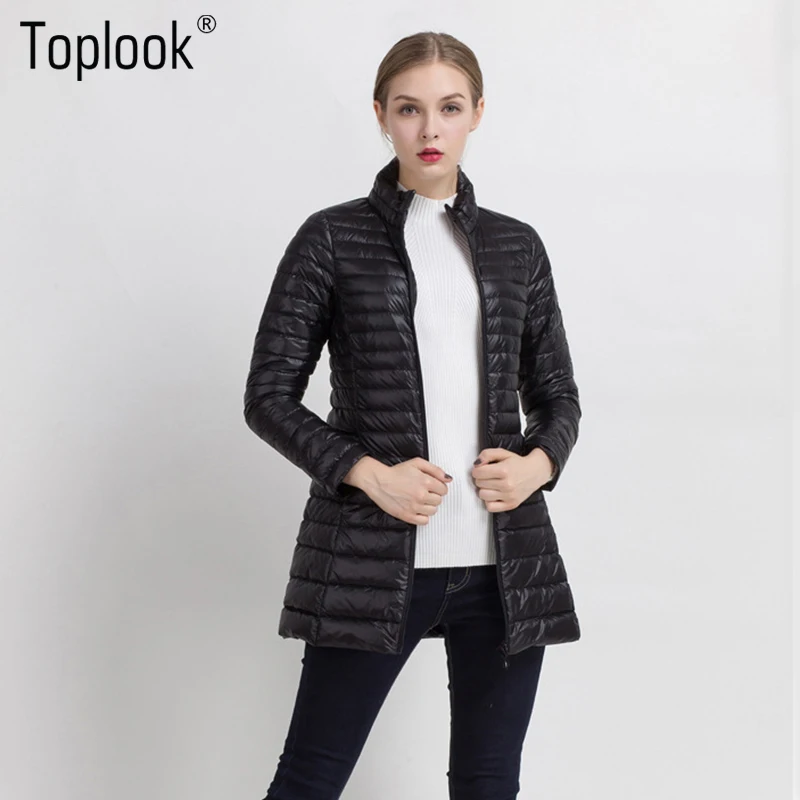 Toplook Long Light Down Jacket Womens 2017 Winter New Sleeve Stand-Collar Warm Coats High-Quality Fitness Jackets | Женская одежда