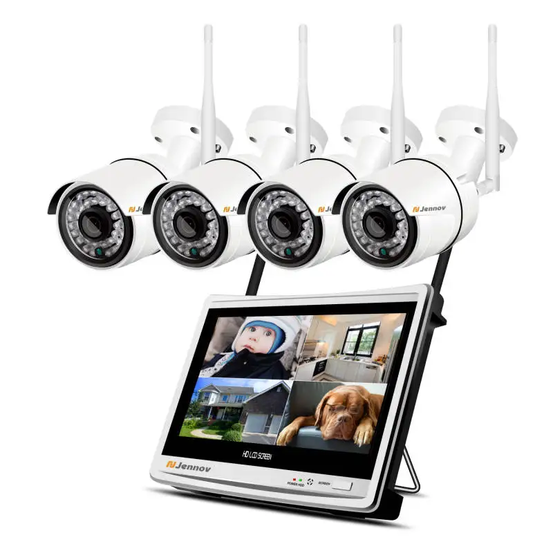 4 Pieces Cameras Jennov беспроводная камера безопасности 8CH 1080P NVR комплект 2.0MP ИК Открытый CCTV Микрофон IP камера P2P комплект видеонаблюдения - Цвет: 4 Pieces Cameras