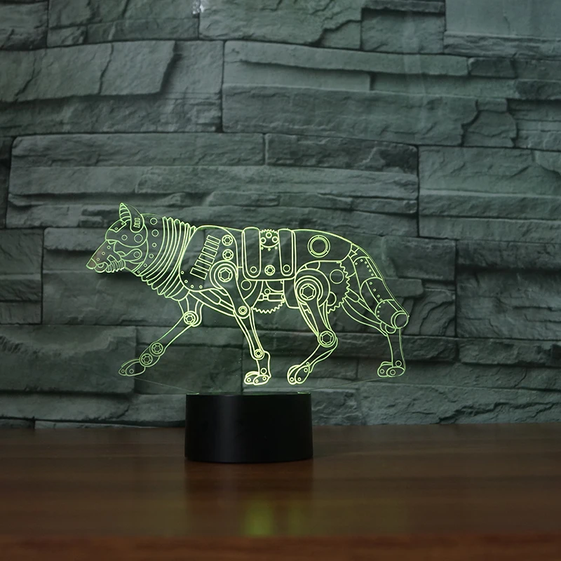 3D светодиодный Красочные градиент атмосферу животного волк Звездная ночь собака