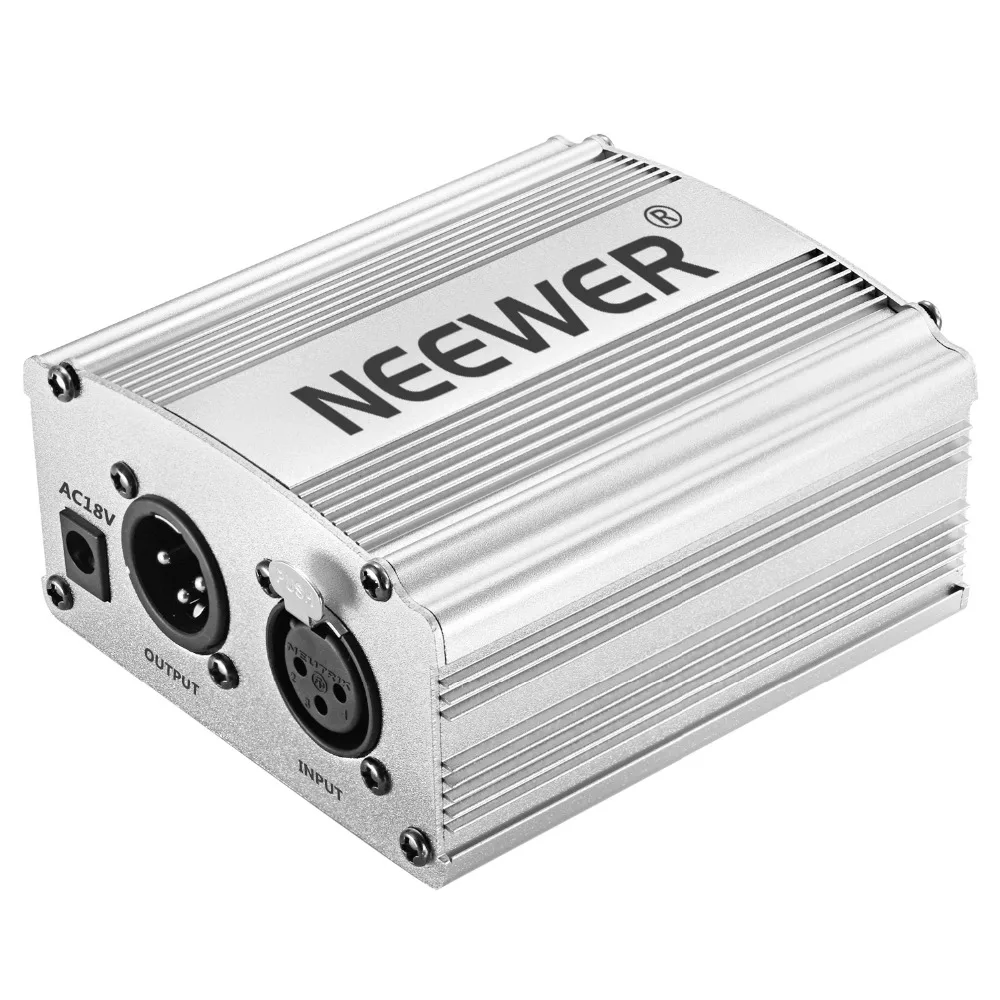 

Neewer Phantom Power Kit includes: 1-Channel 48V Phantom Power Supply for Any Condenser Microphone Music Recording Equipment