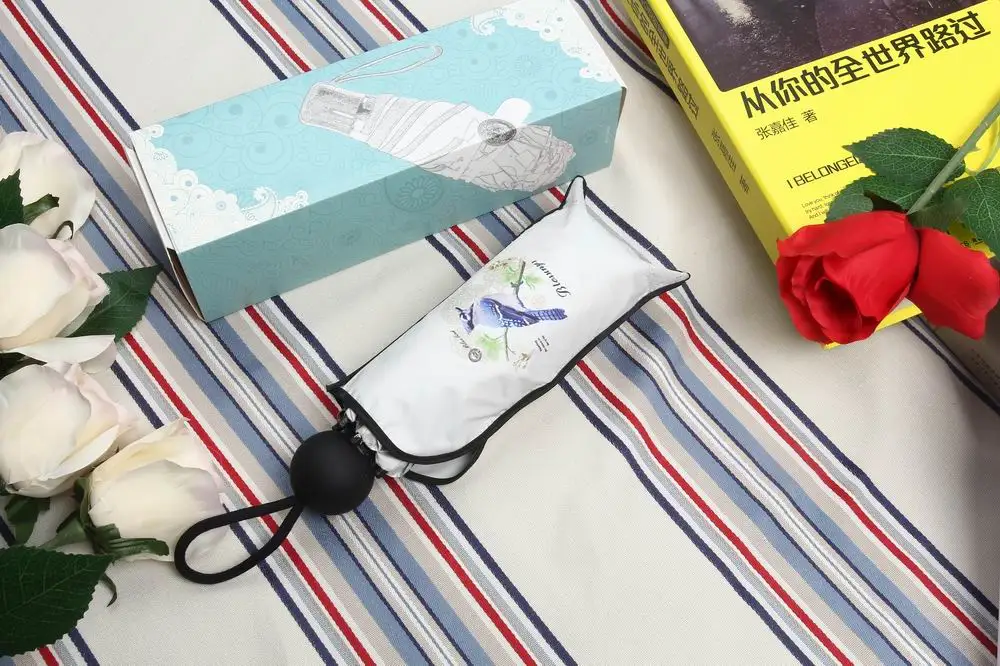 Детский зонт для женщин маленький карманный мини зонтик в 5 сложений с УФ защитой