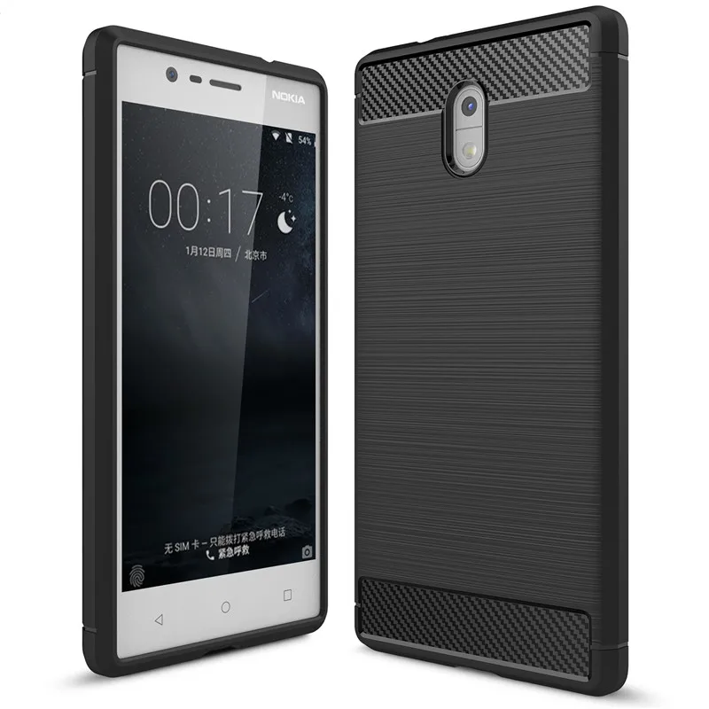 Роскошный Ультратонкий силиконовый чехол из углеродного волокна для Nokia 3 мягкий