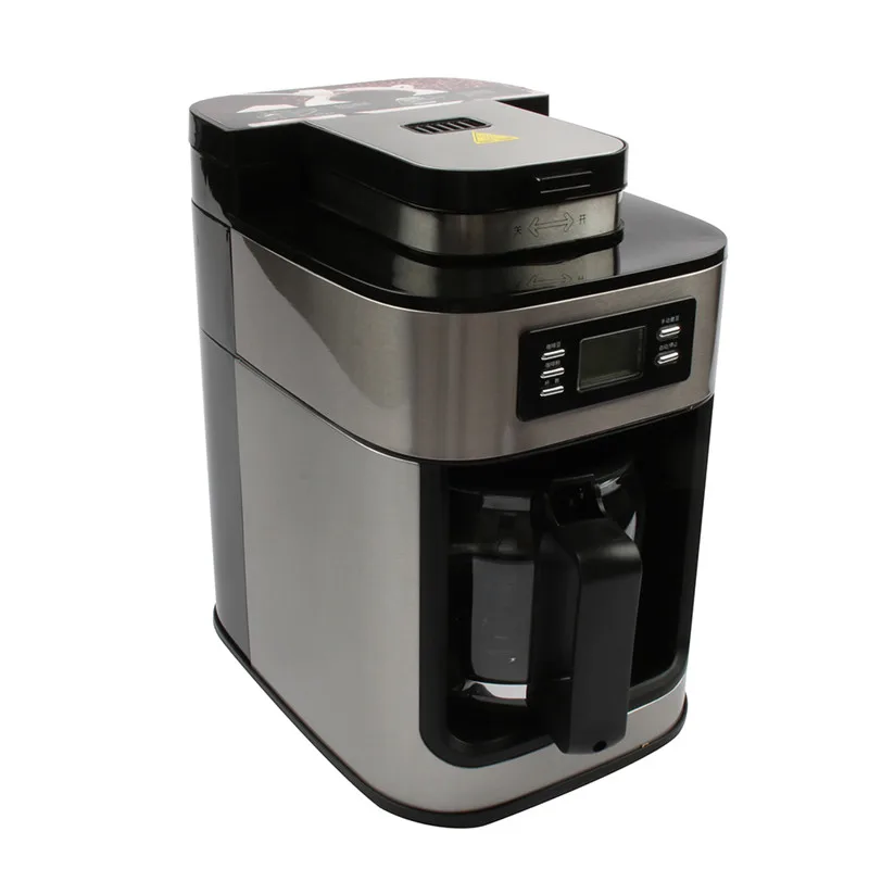 DMWD 1.2L кофемашина автоматическая Электрический Кофе машина американская Кофе автоматического приготовления Кофе мясорубку с горшок для офиса вечерние цифровой Дисплей 220 В кофемолка электрическая