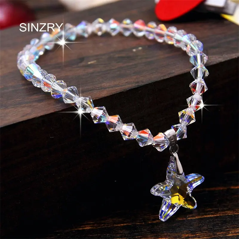 

SINZRY New handmade Bracelets Luxury imported glass crystal brilliant starfish charm bracelets girl statement jewelry