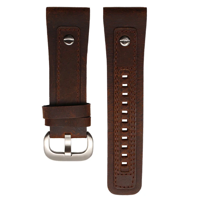 brown silver buckle Браслет из натуральной кожи 28 мм реставрирующий кожаный ремешок для пятницы Q2 с ноготь наручные часы ремень мужские ремешки для часов - Цвет ремешка: brown silver buckle
