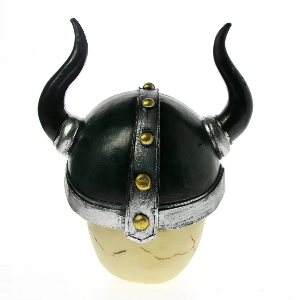 1 шт. Фигурка Смерти череп викингов в шлеме с рогами статуя черепа из смолы воин