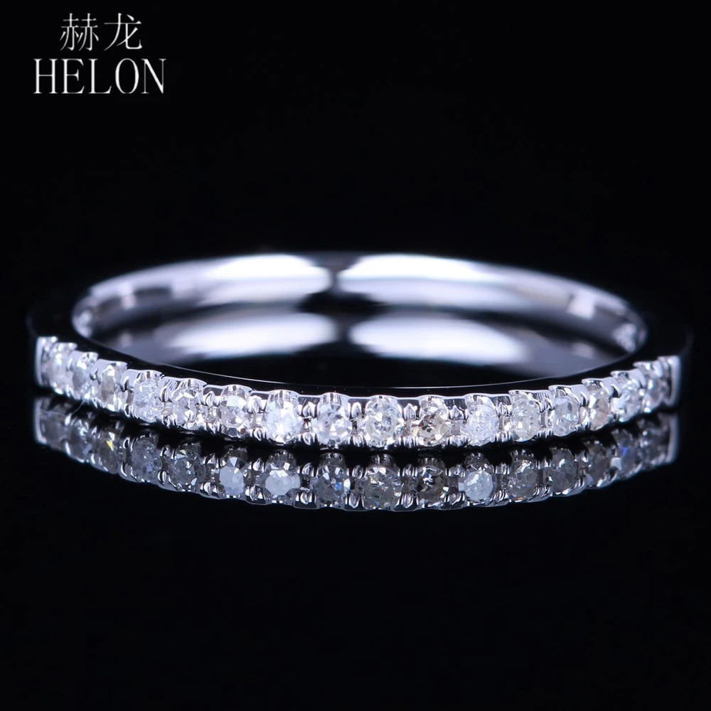 HELON однотонные 14k белые золотые блестящие свадебные бриллианты Половина Вечности