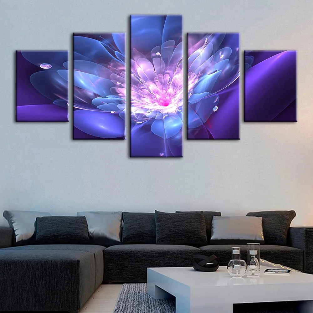 Canvas Print Picture Wall Artwork Paintings HD 5 Panel Flowers Purple Home Decoration Module Poster For Living Room Framework | Дом и сад