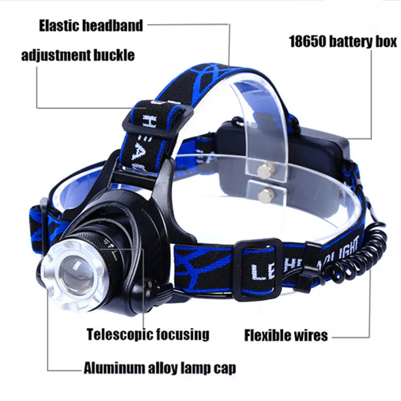 Maimu 5000 lumens led headlamp cree xml t6 xm-l2 Headlights Lantern 4 mode waterproof torch head 18650 Rechargeable Battery D12 | Лампы и