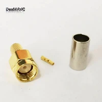 50pc rp sma male plug f coax connector crimp for lmr240 cable straight goldplated new wholesale