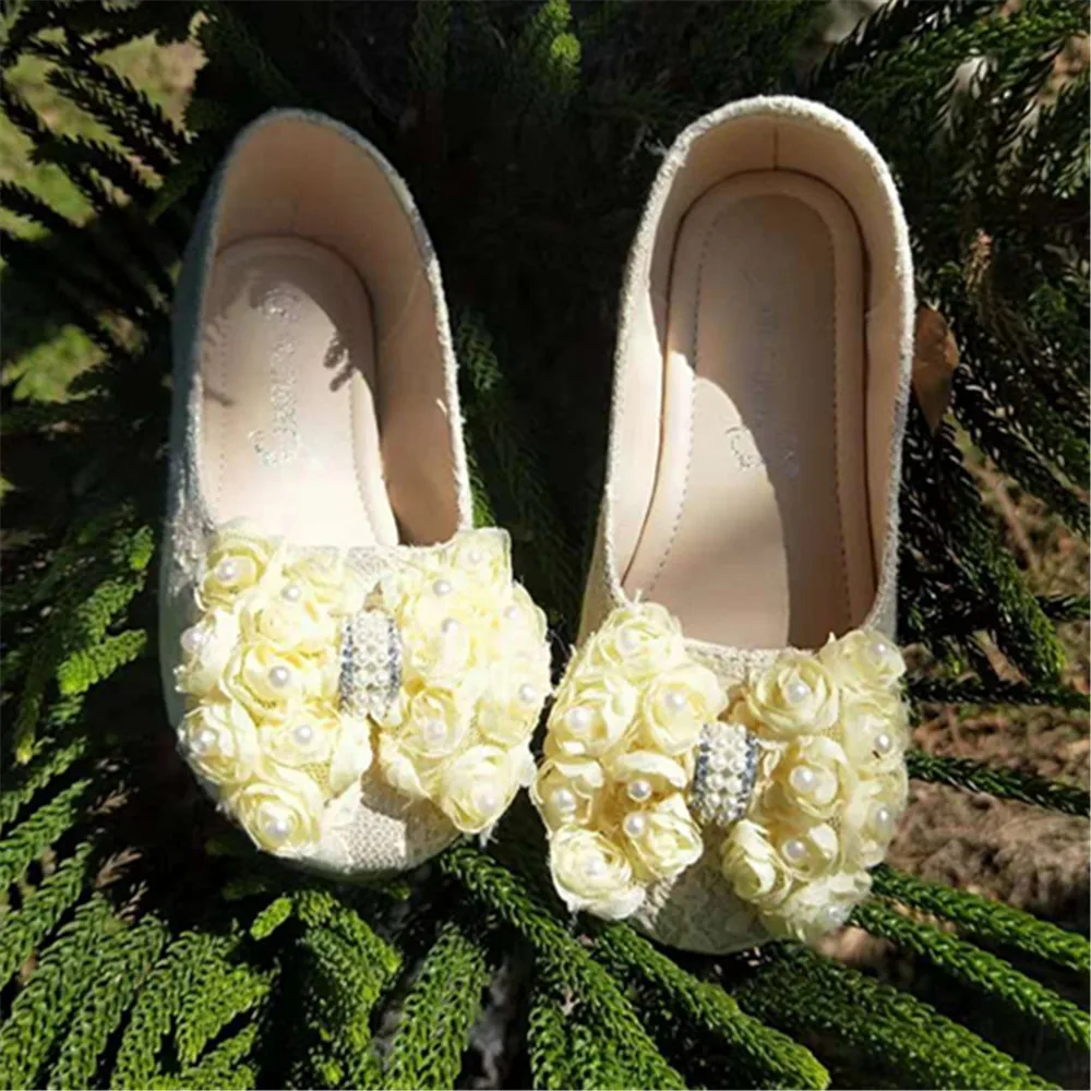 

2018 spring new children's casual shoes girls princess rose flower bowtie shoes safty quality non-slip shoes for kids